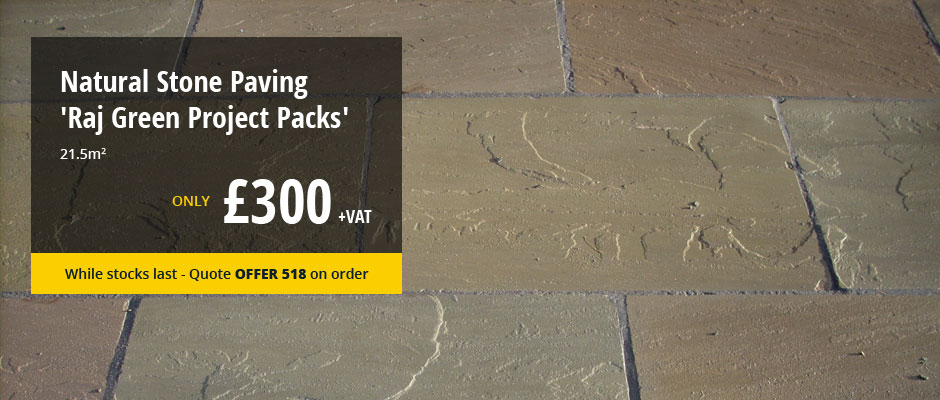 Natural Stone Paving - Raj Green Project Packs